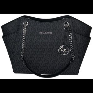 Michael Kors Black Jet Set Travel Monogram Tote